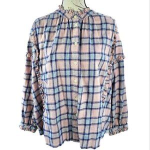 The Great Women's‎ Pink and Blue Plaid Blouse Size L